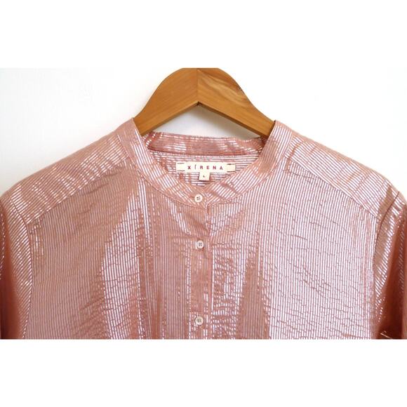 XIRENA Graycen Shimmer Lurex Cotton Button Down Shirt Top Garmentory L $225 - Picture 4 of 11